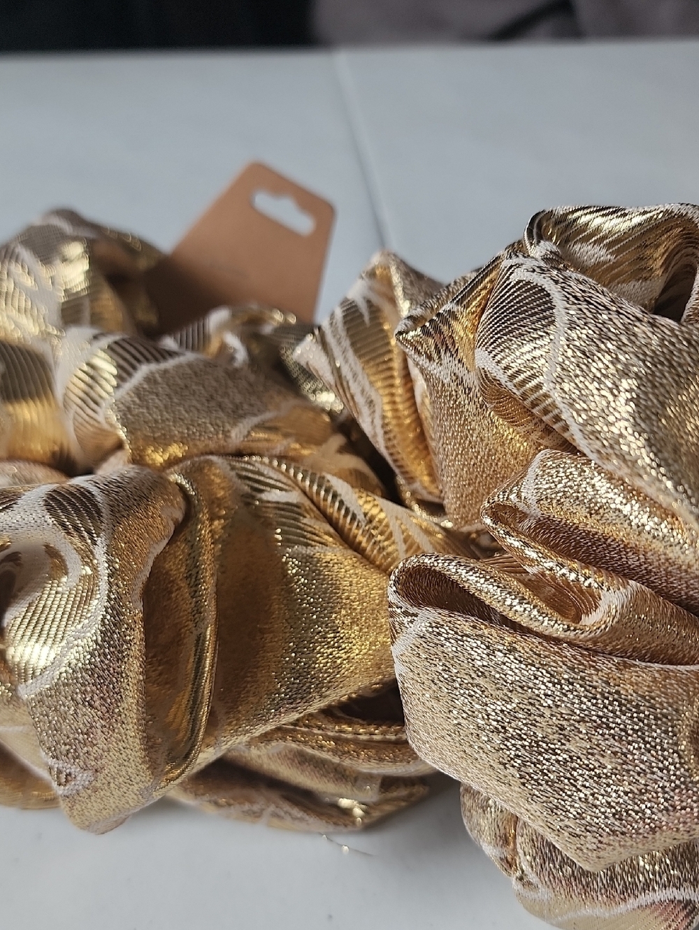 Metallic Gold Scrunchie Set - Shiny Hair Accessory for Women Set Of 2 $15